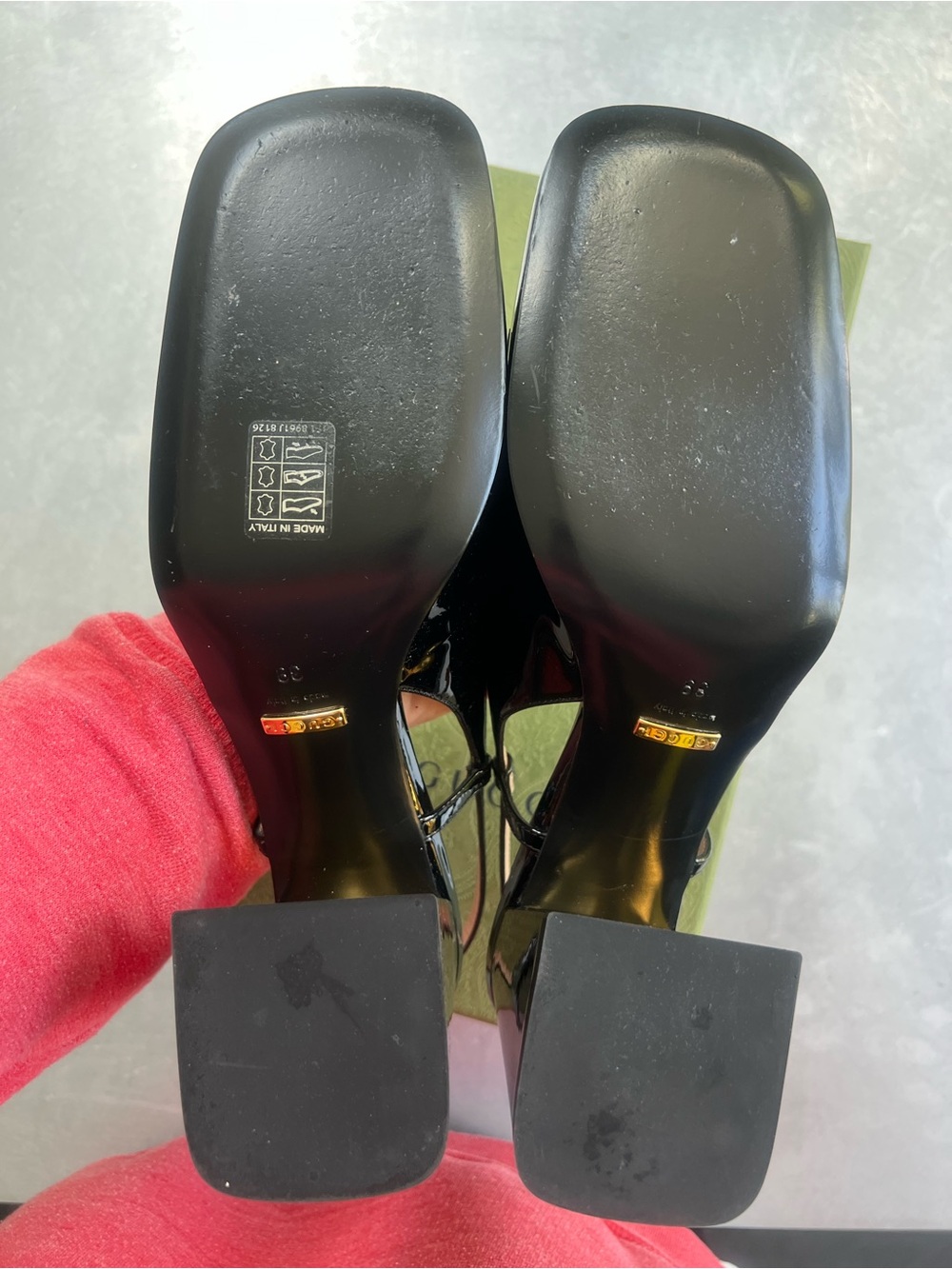 Gucci Black Patent Leather Horsebit Slingback Mid Heel - Picture 5 of 6